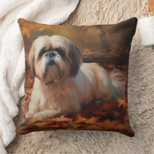 Shih Tzu im Herbst inspiriert vom Laubfall Kissen