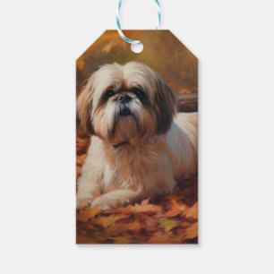 Shih Tzu im Herbst Leaves Fall Inspiriert Geschenkanhänger