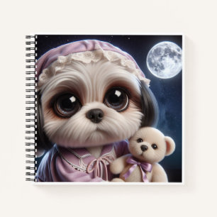 Shih Tzu in Pyjamas mit Teddybär, von Natasha Us Notizbuch