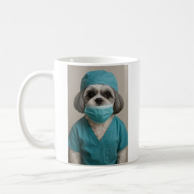 Shih Tzu in Scrubs Kaffeetasse (Links)
