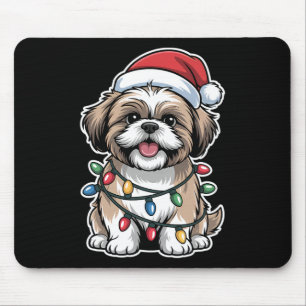 Shih Tzu in Weihnachtslichtern gewickelt Mousepad