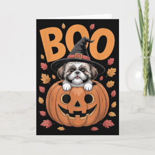 Shih Tzu Kostüm auf Kürbis Halloween Shih Tzu Karte