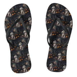 Shih Tzu Kürbisse Halloween Gruselig Flip Flops