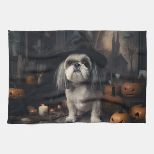 Shih Tzu Kürbisse Halloween Gruselig Geschirrtuch
