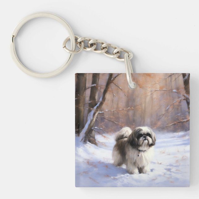 Shih Tzu Laisse Neige Noël (Devant)