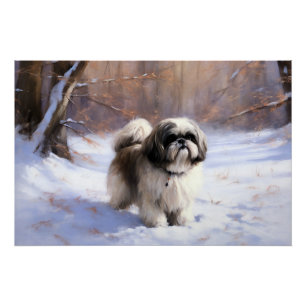 Shih Tzu Lass es schneien Weihnachten Poster