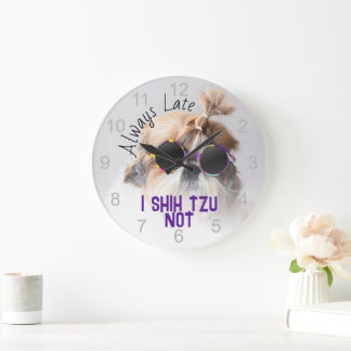 Shih Tzu Late nicht immer niedliche lustige Hunde Große Wanduhr