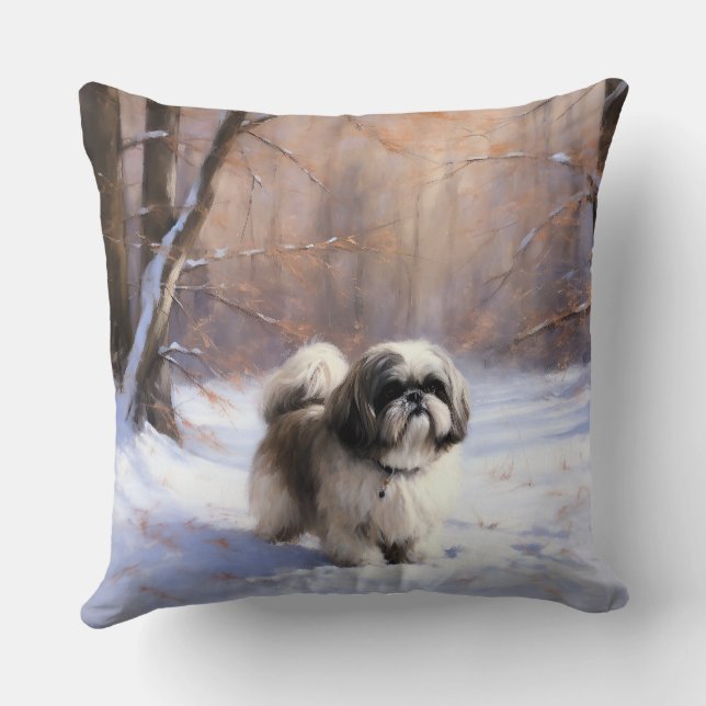 Shih Tzu Let It Snow Weihnachten Kissen (Rückseite)