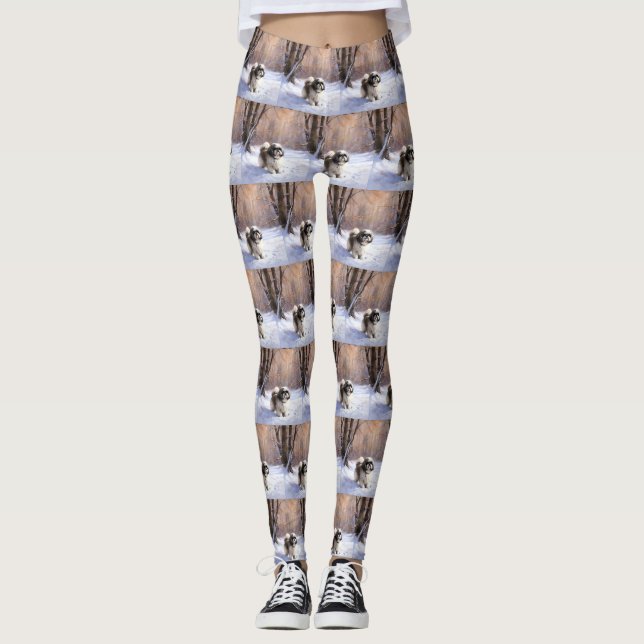 Shih Tzu Let It Snow Weihnachten Leggings (Vorderseite)
