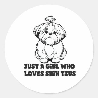 Shih Tzu Liebhaberin Mädchen – Cartoon-Hund-Design Runder Aufkleber