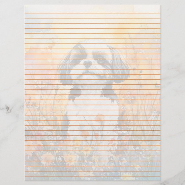 Shih Tzu Lined - 8,5" x 11" Stationierblech (Vorderseite)
