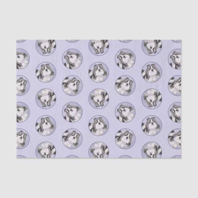 Shih Tzu Malerei Schwarz & Weiß Original Dog Art Seidenpapier (Vorderseite)