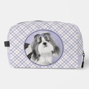 Shih Tzu Malerei Schwarz & Weiß Originale Hunde Ku Waschbeutel