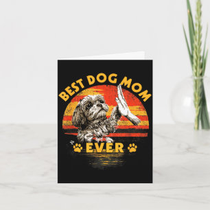 Shih Tzu Mama Retro Sonnenuntergang lustiger Hund Karte