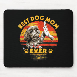 Shih Tzu Mama Retro Sonnenuntergang lustiger Hund Mousepad