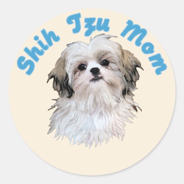 Shih Tzu Mama Runder Aufkleber (Vorderseite)