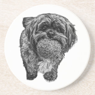 Shih Tzu mit Ball Hunde-Kunst-Unterlage Getränkeuntersetzer