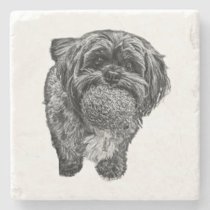Shih Tzu mit Ball Hunde-Kunst-Unterlage Steinuntersetzer