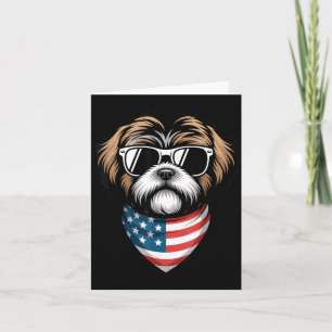 Shih Tzu mit Bandana der amerikanischen Flagge Karte