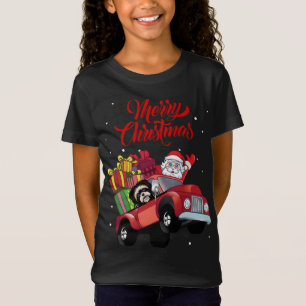 Shih Tzu mit dem Weihnachtsmann im roten Lkw-Hund T-Shirt