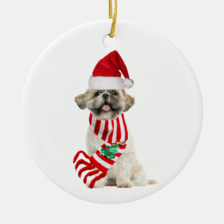 Shih tzu mit Hat Scaft Weihnachten Keramik Ornament