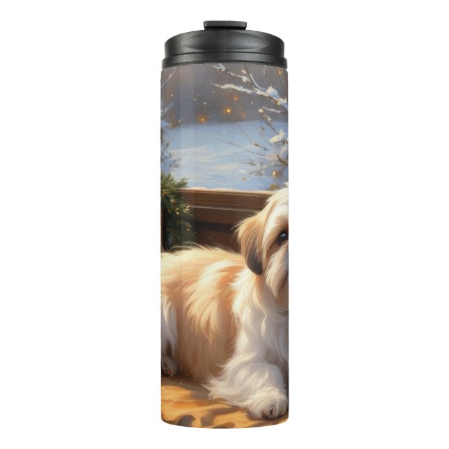Shih Tzu mit Weihnachtsbeleuchtung Urlaub Thermosbecher (Vorderseite)