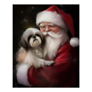 Shih Tzu mit Weihnachtsmann Festives Weihnachten  Poster