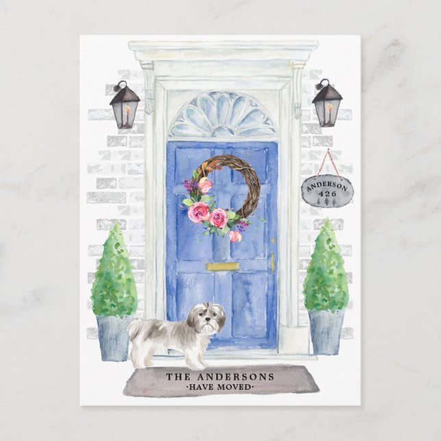 Shih tzu Moving Announction Postcard Postkarte (Vorderseite)