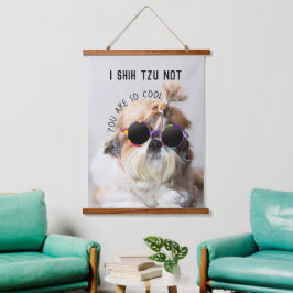 Shih Tzu Nicht lustige niedliche Hundeliebhaber Cu Wandteppich Mit Holzrahmen