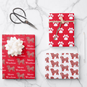 Shih Tzu Niedlich Hund Silhouette Red Merry Woofma Geschenkpapier Set