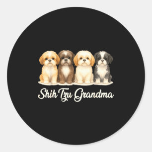 Shih Tzu Oma Süßer Hund Liebhaber Geschenk Lustige Runder Aufkleber