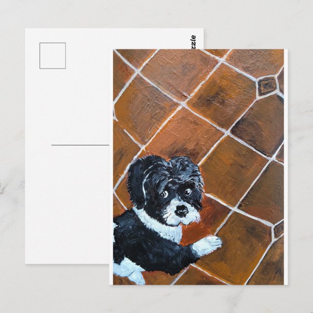 Shih Tzu on Terrace Painting by Alfred Fox Postkarte (Vorne/Hinten)