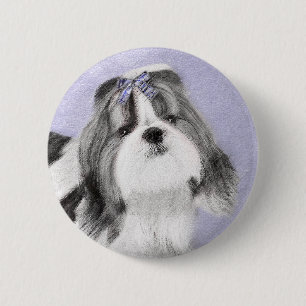 Shih Tzu Painting - Niedliche Original Dog Art Button
