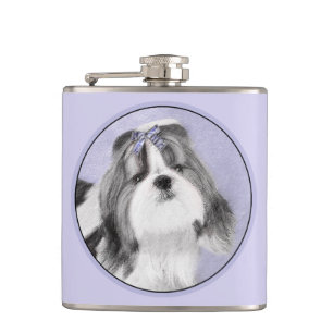 Shih Tzu Painting - Niedliche Original Dog Art Flachmann