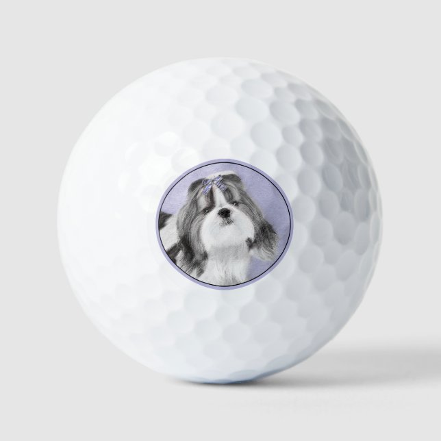 Shih Tzu Painting - Niedliche Original Dog Art Golfball (Vorderseite)