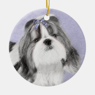 Shih Tzu Painting - Niedliche Original Dog Art Keramik Ornament
