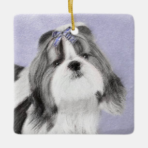 Shih Tzu Painting - Niedliche Original Dog Art Keramikornament