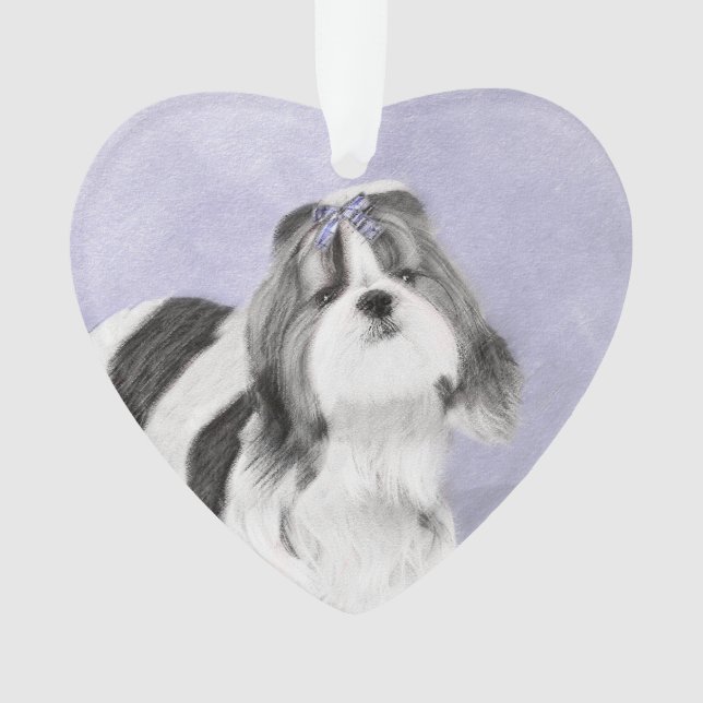 Shih Tzu Painting - Niedliche Original Dog Art Ornament (Vorderseite)