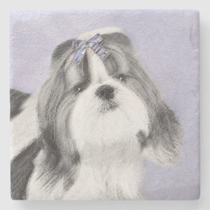 Shih Tzu Painting - Niedliche Original Dog Art Steinuntersetzer