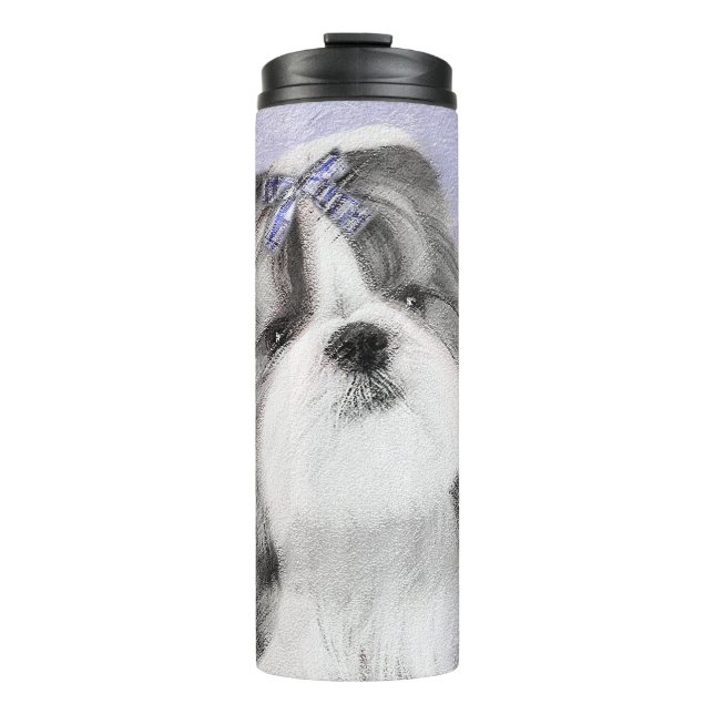 Shih Tzu Painting - Niedliche Original Dog Art Thermosbecher (Vorderseite)