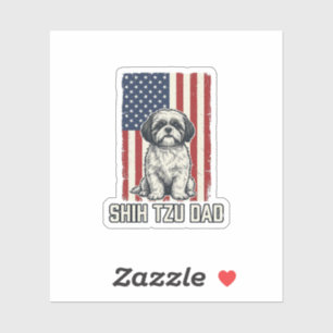 Shih Tzu Papa patriotische Flagge Vintage Hundeshi Aufkleber
