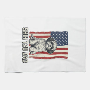 Shih Tzu Papa patriotische Flagge Vintage Hundeshi Geschirrtuch