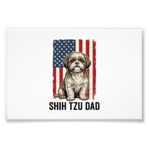 Shih Tzu Papa Patriotisches Vintage-Hunde-Shirt-De Fotodruck