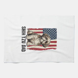 Shih Tzu Papa Patriotisches Vintage-Hunde-Shirt-De Geschirrtuch