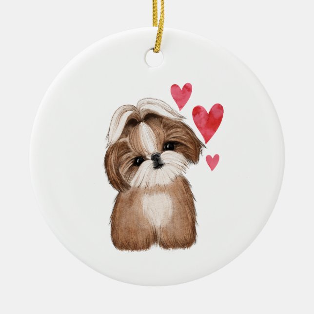 Shih Tzu Personalisiert mit Name Year Keramik Ornament (Vorne)