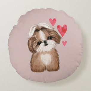 Shih Tzu Personalisiert mit Name Year Rundes Kissen