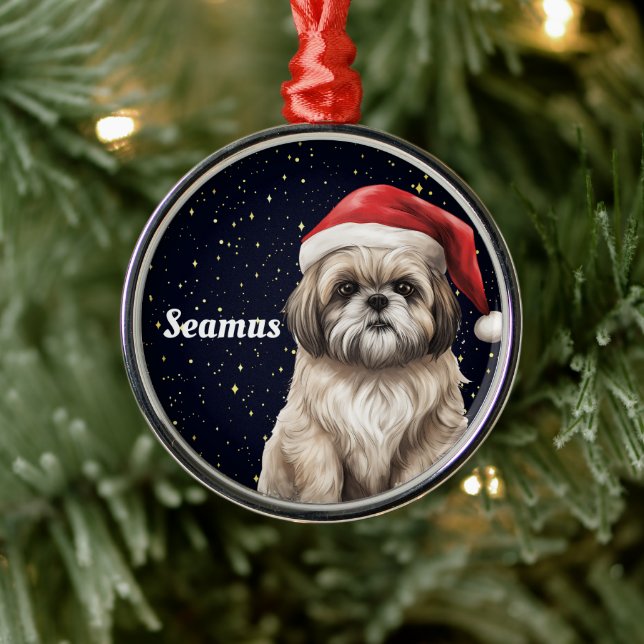 Shih Tzu Personalisierte Weihnachtsfeier Ornament Aus Metall (Baum)