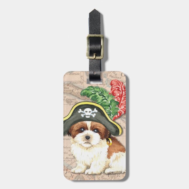 Shih Tzu Pirate Luggage Tag Gepäckanhänger (Vorderseite vertikal)