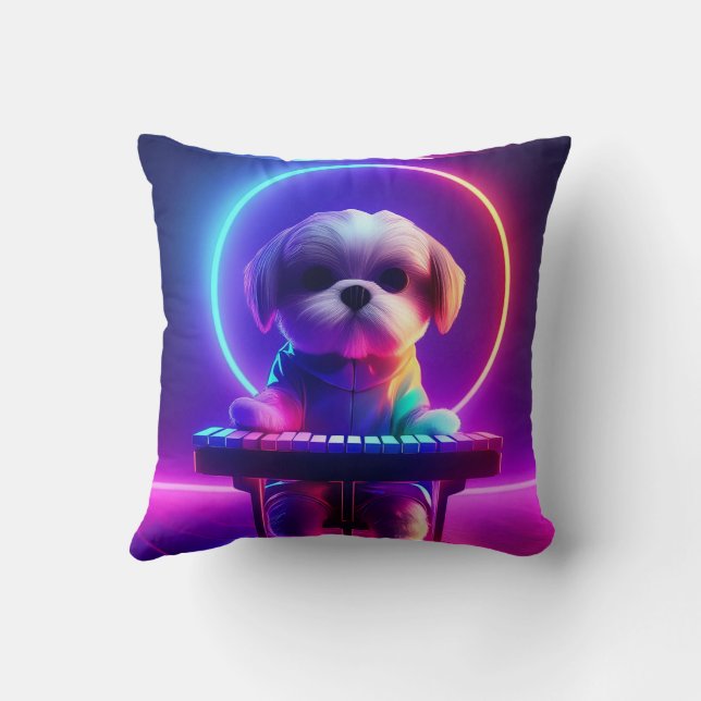 Shih Tzu Playing Piano Kissen (Rückseite)