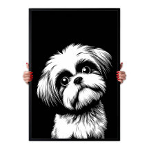 Shih Tzu Pop Art Weiß & Schwarz Chic Ästhetik